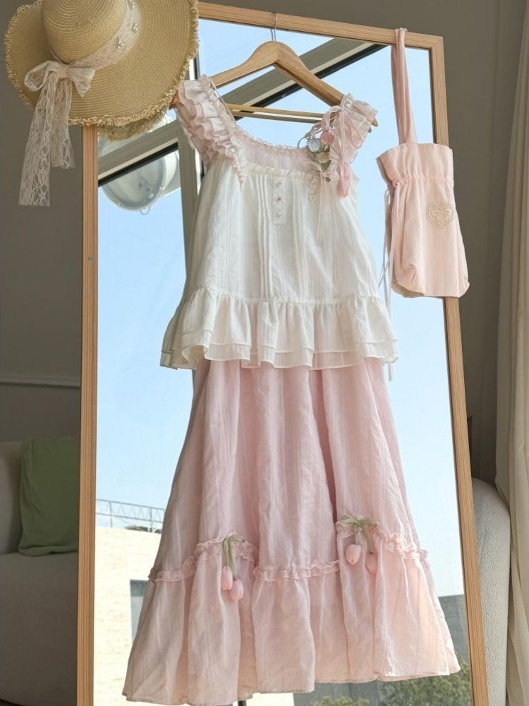 Fly Line - Sweet Kawaii Ruffle Trim Tulip Decor